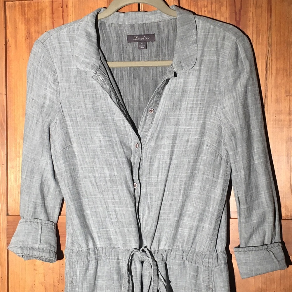 Drawstring button up romper